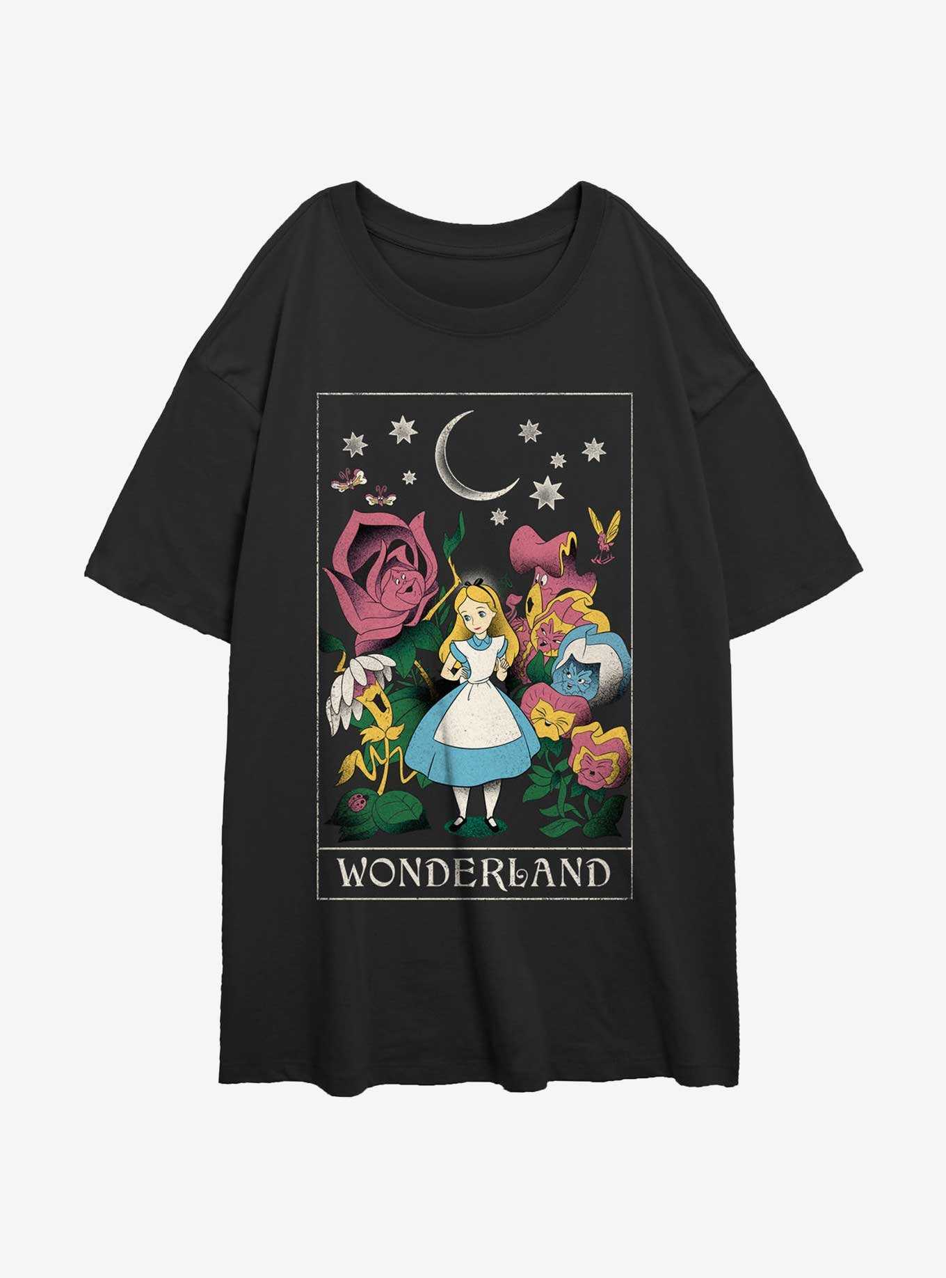 Disney Alice in Wonderland Cosmic Flowers Womens Oversized T-Shirt, , hi-res