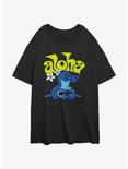 Disney Lilo & Stitch Aloha Stitch Womens Oversized T-Shirt, BLACK, hi-res
