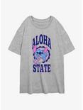 Disney Lilo & Stitch Aloha State Surfer Womens Oversized T-Shirt, ATH HTR, hi-res
