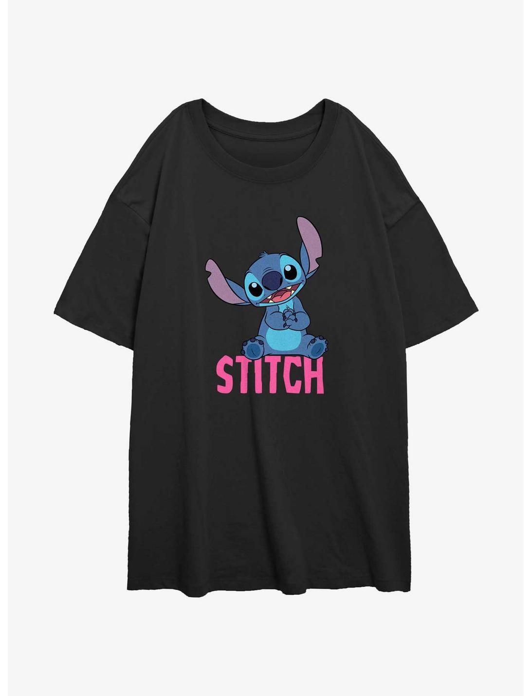 Disney Lilo & Stitch Sitting Stitch Womens Oversized T-Shirt, BLACK, hi-res