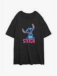 Disney Lilo & Stitch Sitting Stitch Womens Oversized T-Shirt, BLACK, hi-res