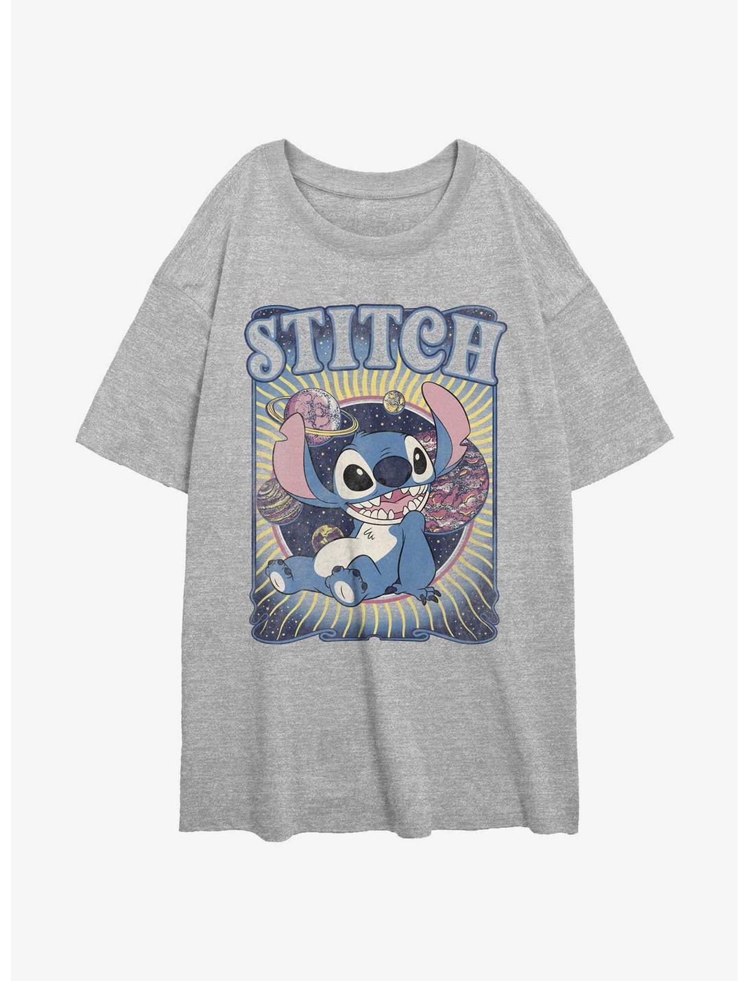 Disney Lilo & Stitch Groovy Stitch Womens Oversized T-Shirt, ATH HTR, hi-res