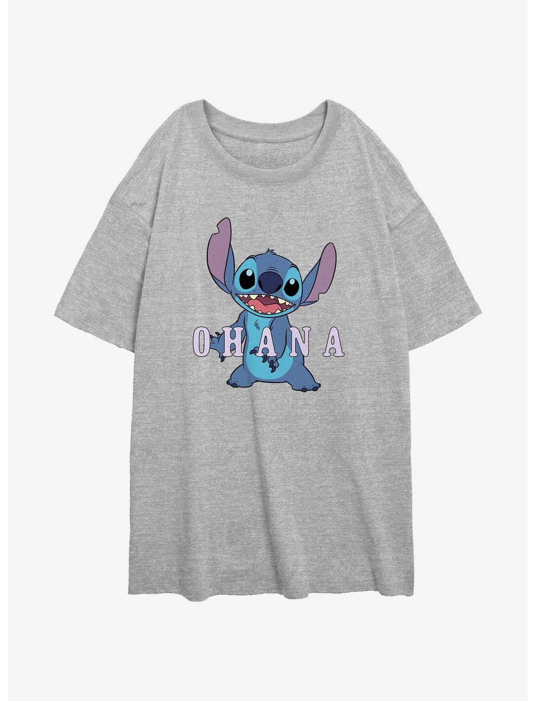 Disney Lilo & Stitch Ohana Womens Oversized T-Shirt, ATH HTR, hi-res