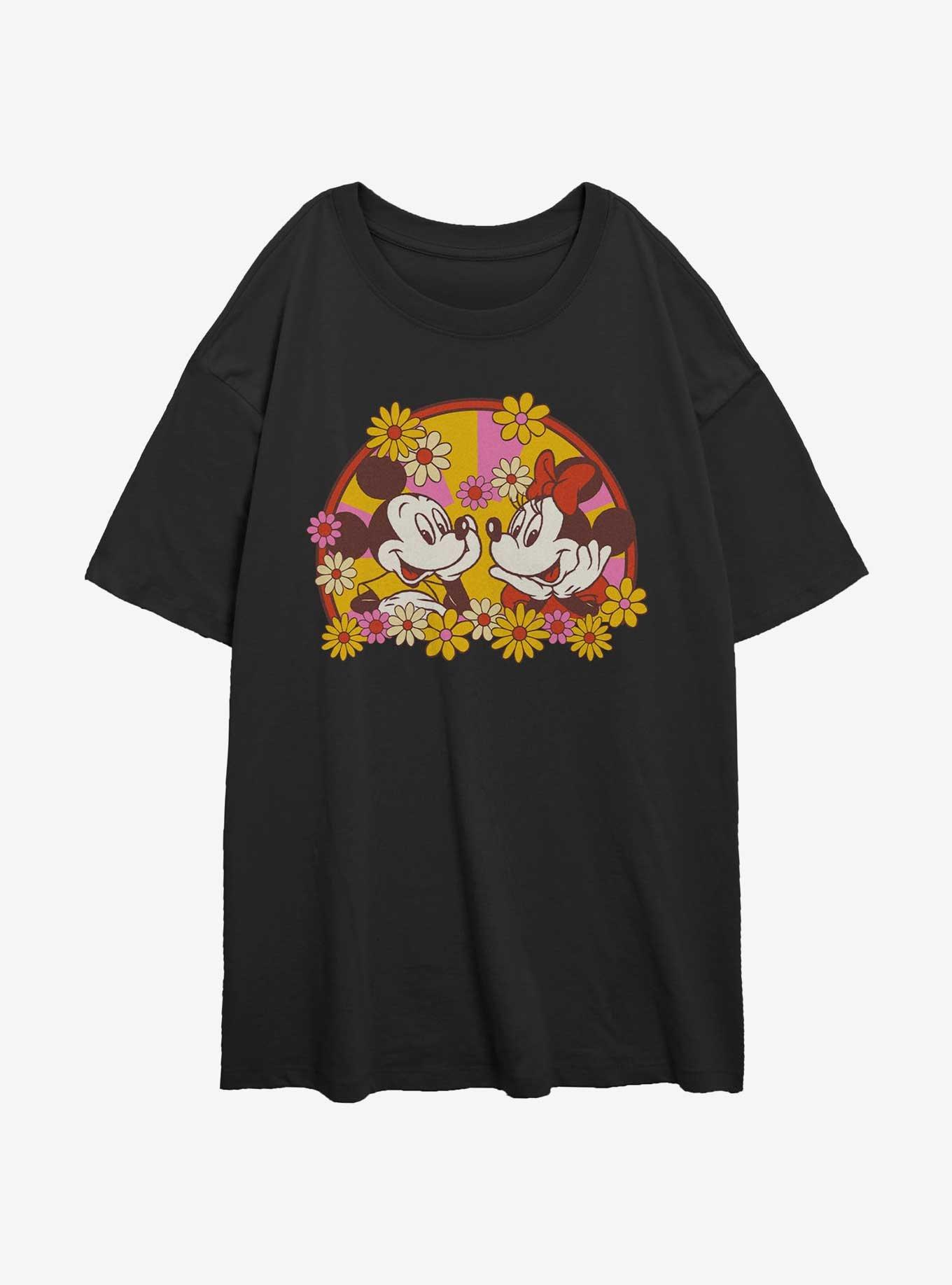 Disney Mickey Mouse Love Bloom Womens Oversized T-Shirt, BLACK, hi-res