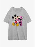 Disney Mickey Mouse Minnie Kiss Womens Oversized T-Shirt, ATH HTR, hi-res