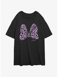 Disney Minnie Mouse Animal Print Bow Womens Oversized T-Shirt, BLACK, hi-res