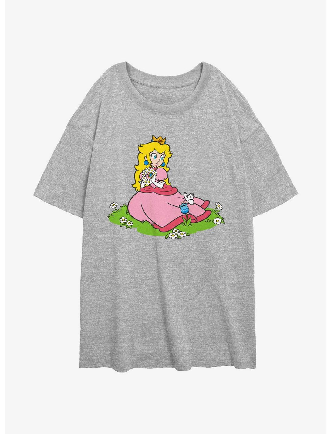 Nintendo Peach And A Butterfly Womens Oversized T-Shirt, ATH HTR, hi-res