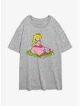 Nintendo Peach And A Butterfly Womens Oversized T-Shirt, ATH HTR, hi-res