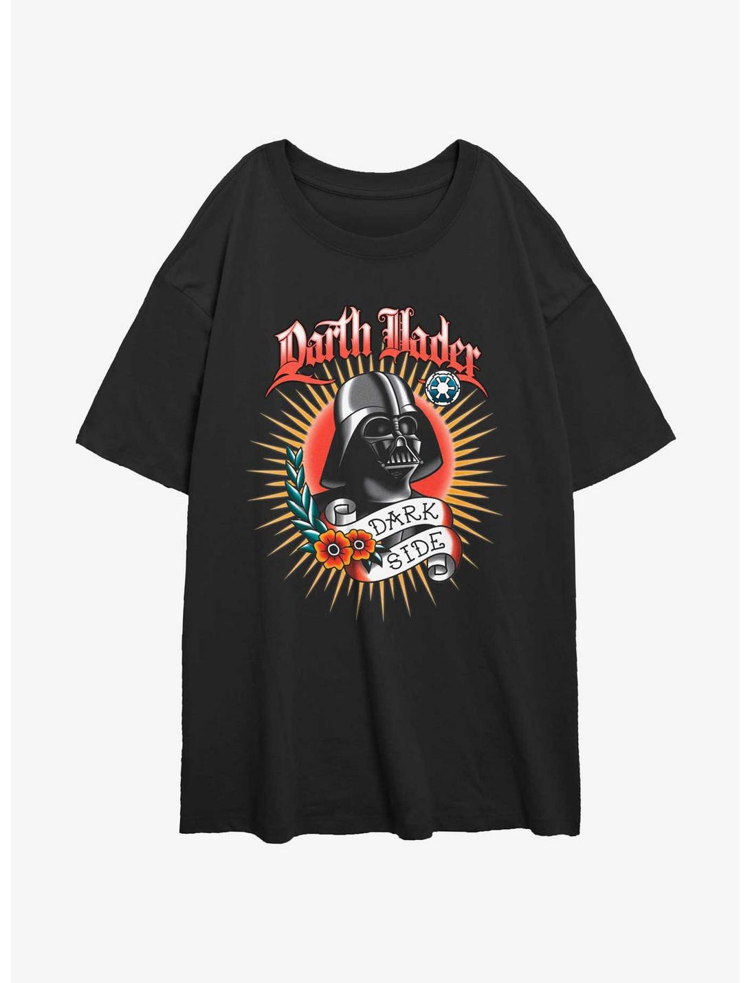 Star Wars Dark Side Tattoo Vader Womens Oversized T-Shirt, BLACK, hi-res