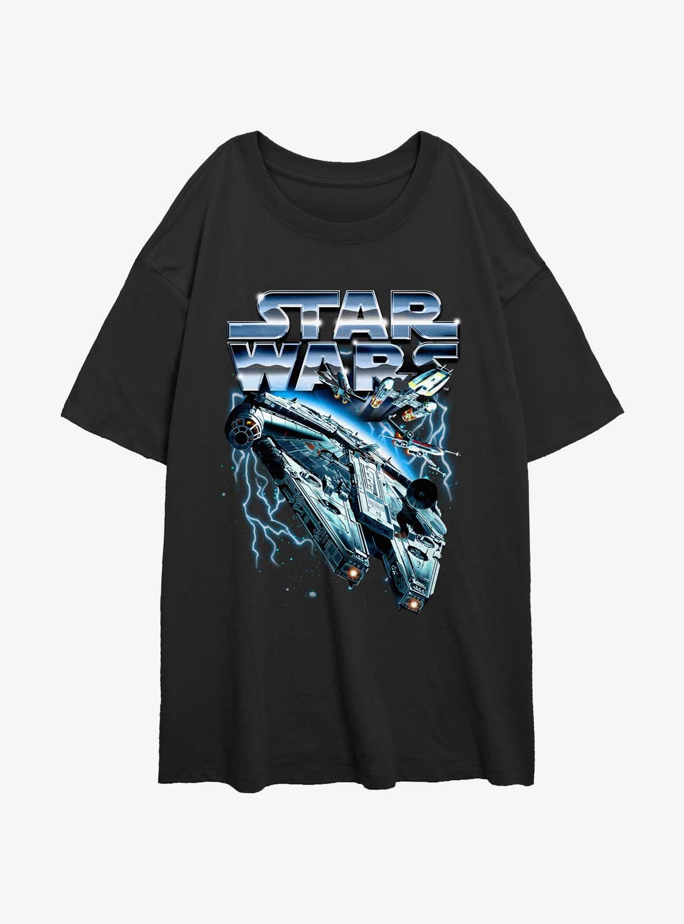 Star Wars Metal Ship Womens Oversized T-Shirt, BLACK, hi-res