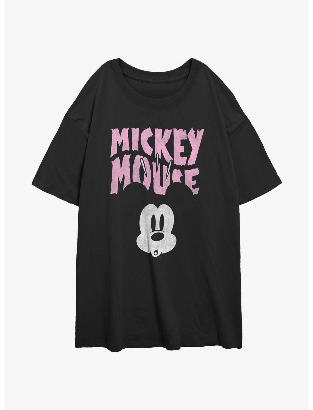 Disney Mickey Mouse Spooked Face Womens Oversized T-Shirt, BLACK, hi-res