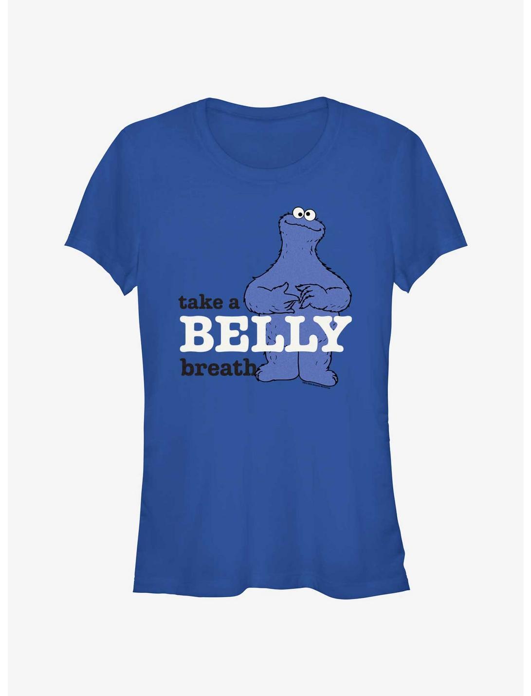 Sesame Street Cookie Monster Take A Belly Breath Girls T-Shirt, ROYAL, hi-res