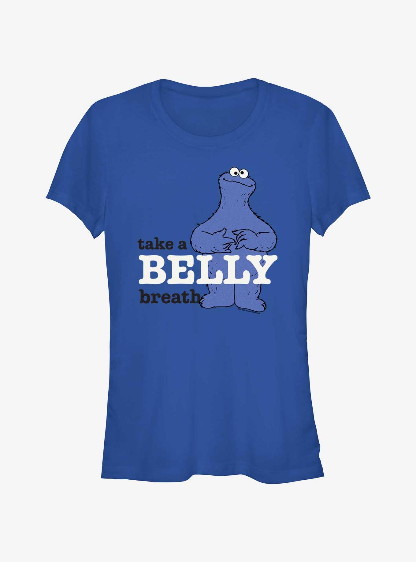Sesame Street Cookie Monster Take A Belly Breath Girls T-Shirt, ROYAL, hi-res