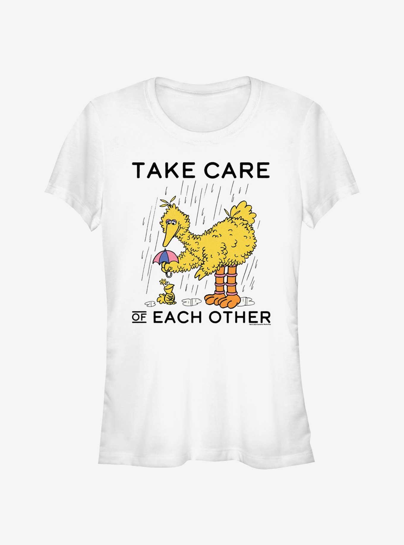 Sesame Street Big Bird Take Care Of Each Other Girls T-Shirt, WHITE, hi-res
