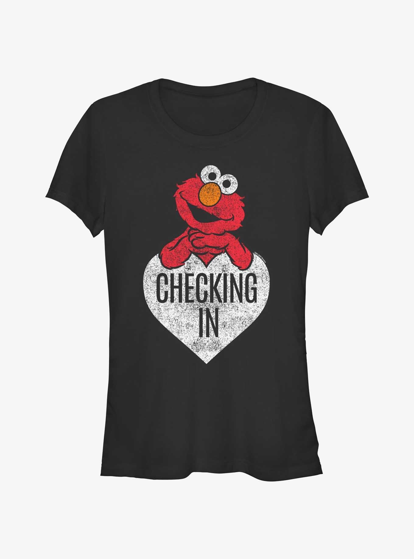 Sesame Street Elmo Checking In White Girls T-Shirt