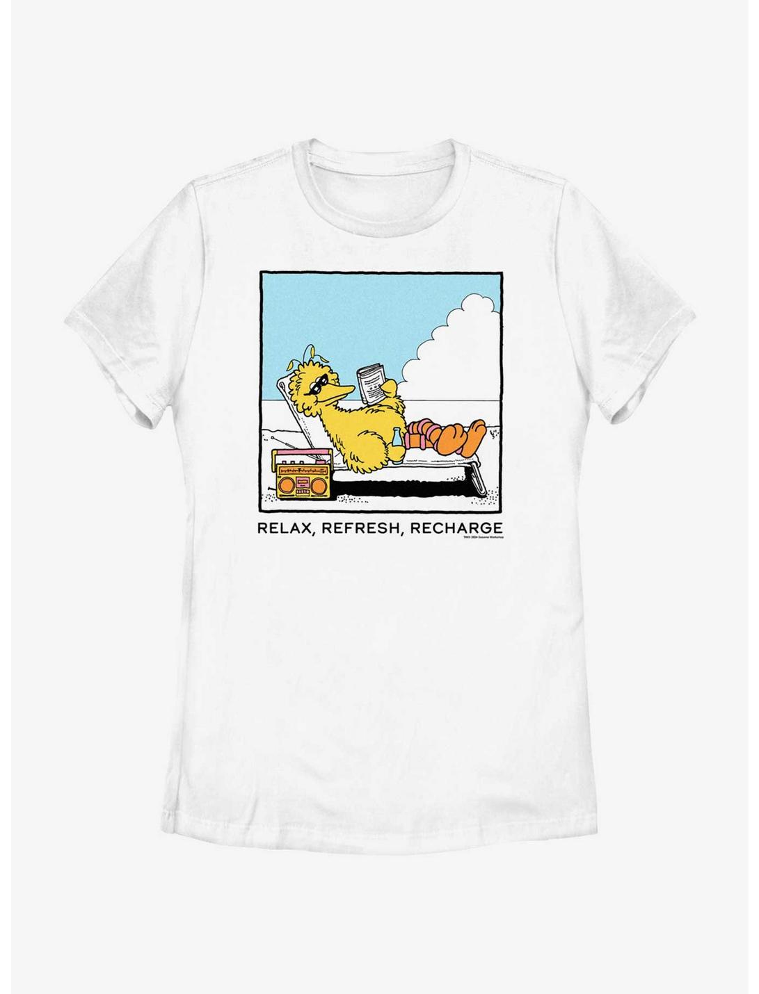 Sesame Street Big Bird Relax Refresh Recharge Womens T-Shirt, WHITE, hi-res