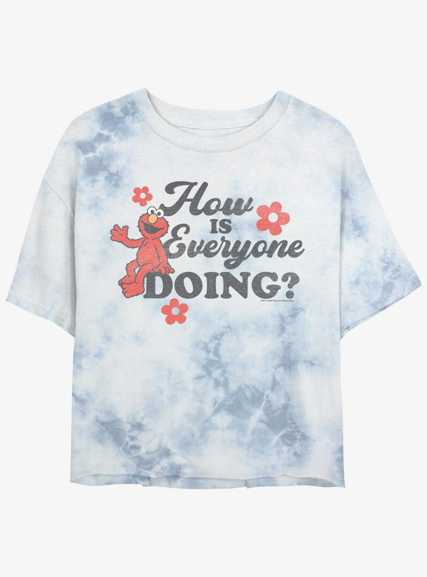 Sesame Street Elmo How Ya Doin Womens Tie-Dye Crop T-Shirt