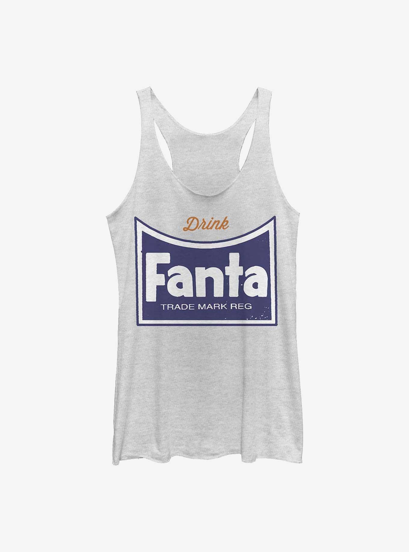 Coca-Cola Retro Fanta Bottle Label Girls Raw Edge Tank, WHITE HTR, hi-res