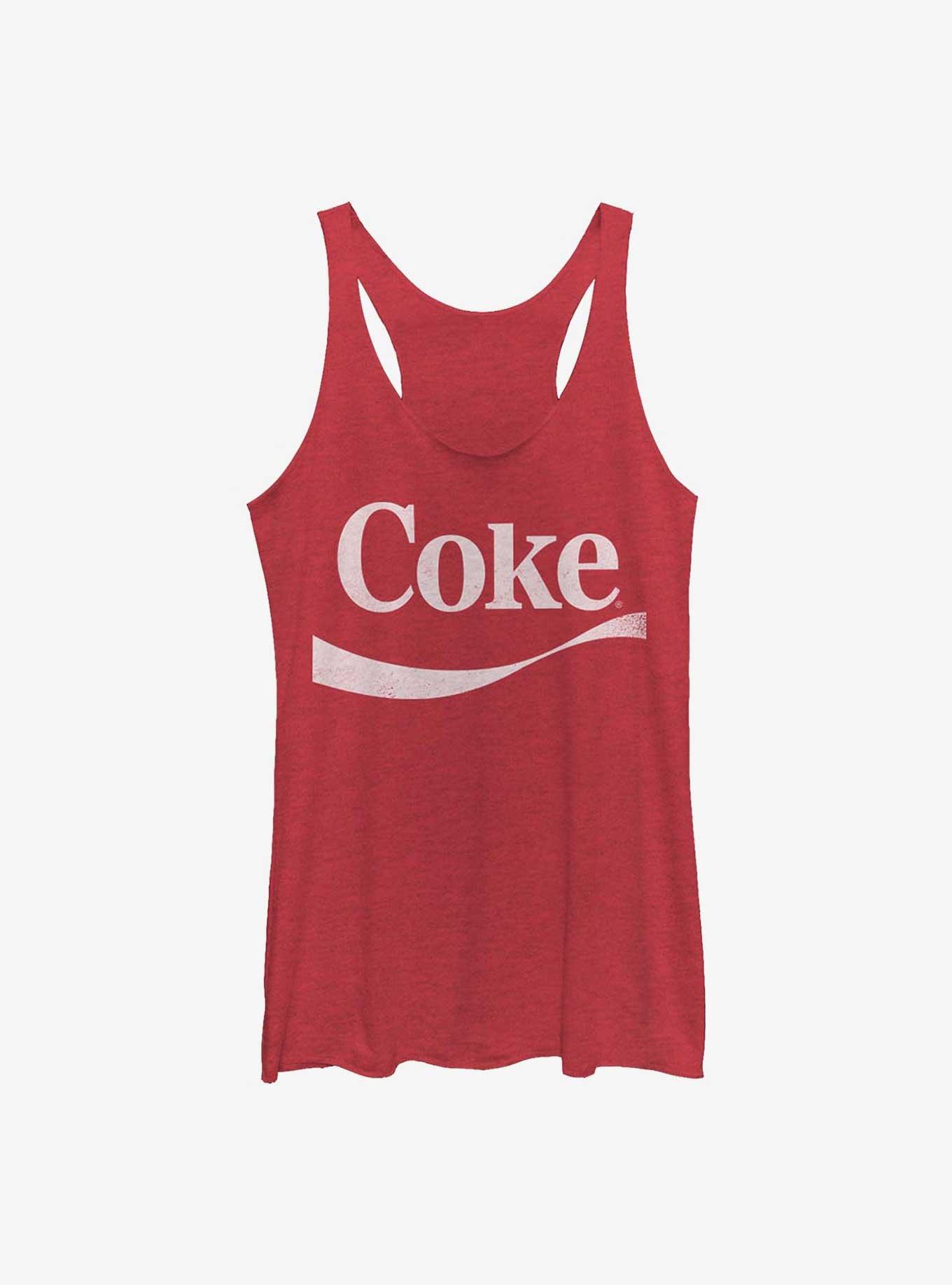 Coca-Cola Simple Coke Swoosh Girls Raw Edge Tank, RED HTR, hi-res