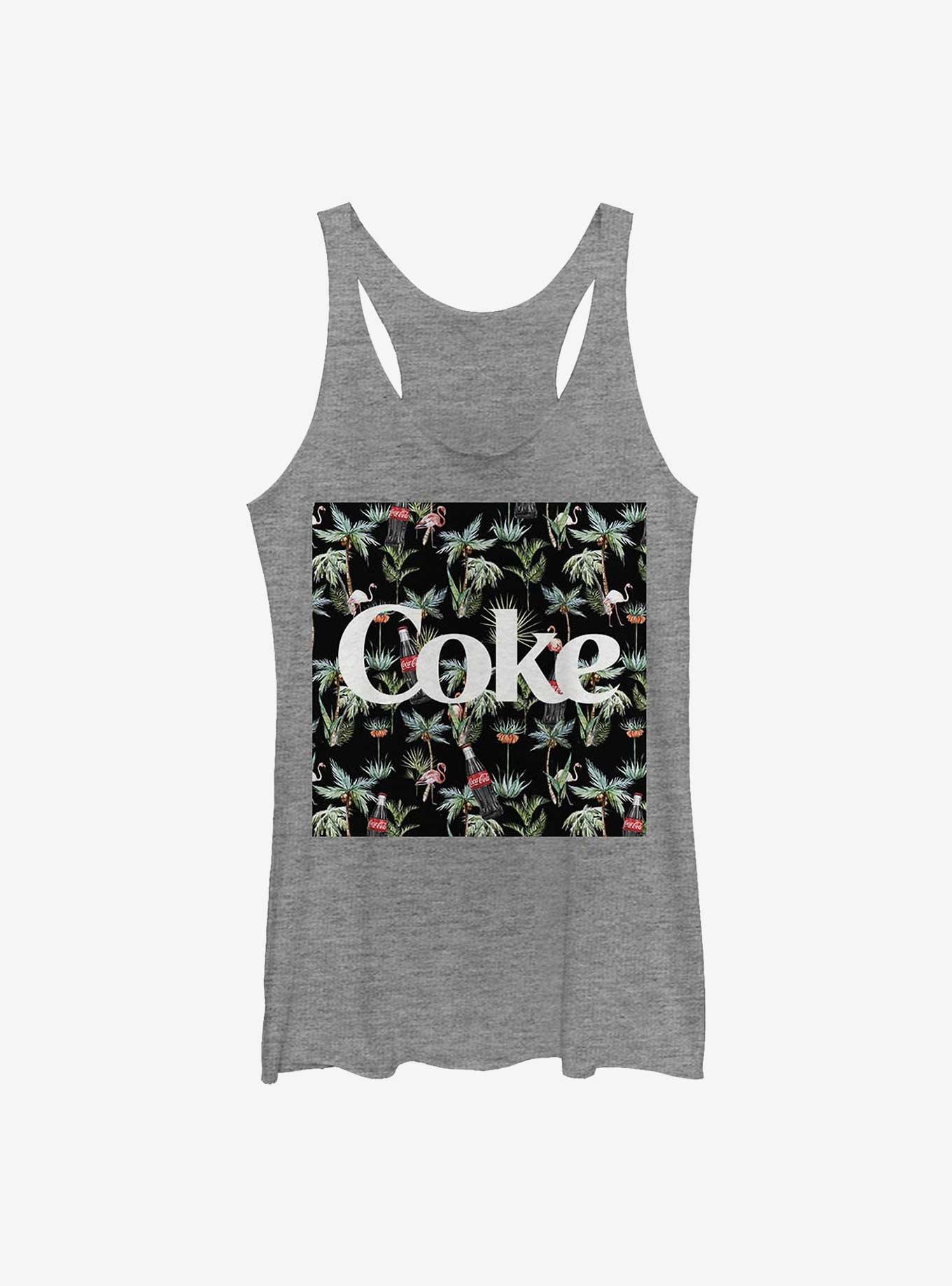 Coca-Cola Tropic Coke Girls Raw Edge Tank, GRAY HTR, hi-res