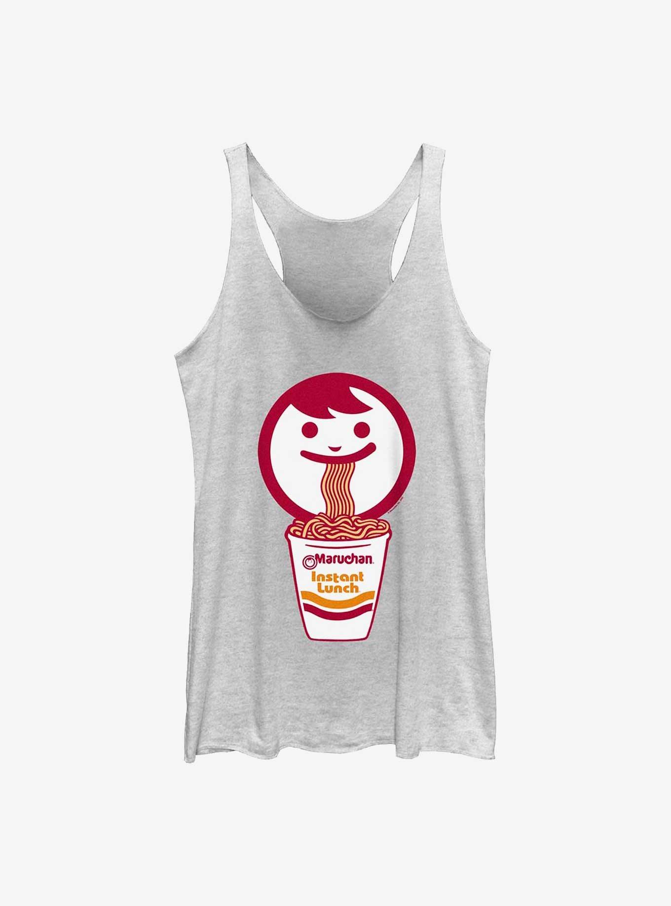 Maruchan Face Eating Ramen Girls Raw Edge Tank, WHITE HTR, hi-res