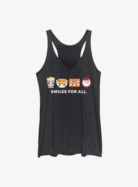 Maruchan Kawaii Icon Lineup Girls Raw Edge Tank - BLACK
