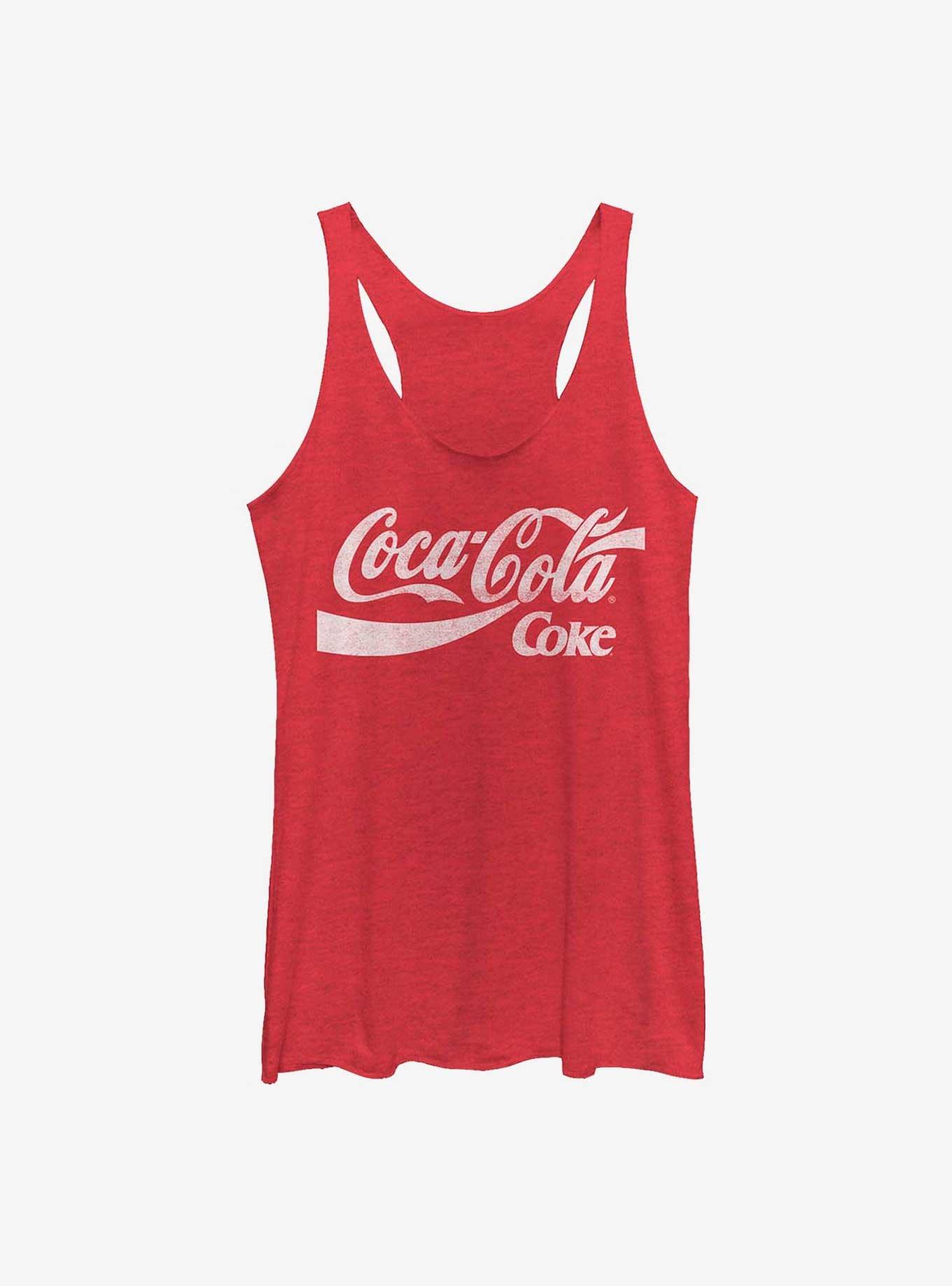 Coca-Cola Two Coke Logos Girls Raw Edge Tank, RED HTR, hi-res