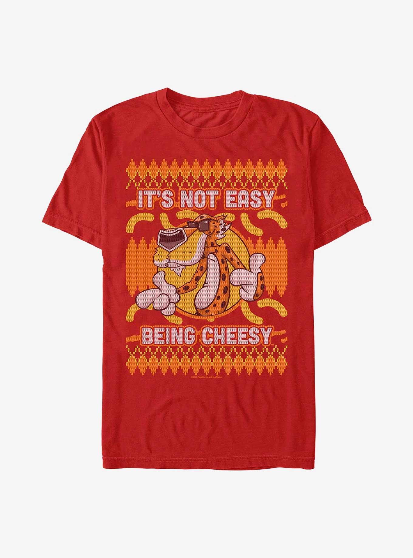 Cheetos Chester Cheetah Ugly Christmas Sweater Pattern T-Shirt, RED, hi-res