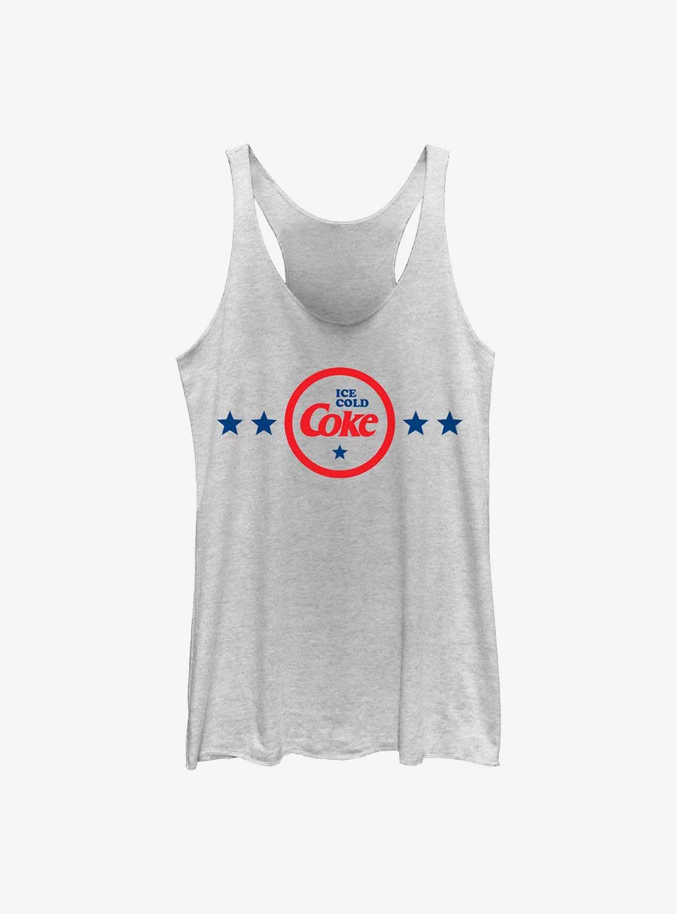 Coca-Cola Ice Cold Coke Badge Girls Raw Edge Tank, WHITE HTR, hi-res