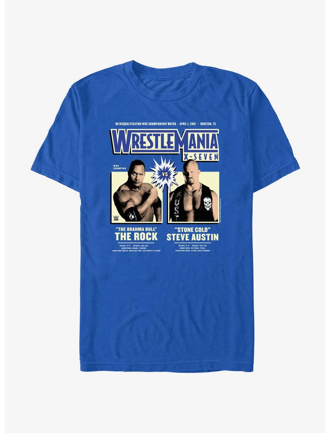 WWE WrestleMania X7 The Rock Vs Steve Austin T-Shirt, ROYAL, hi-res