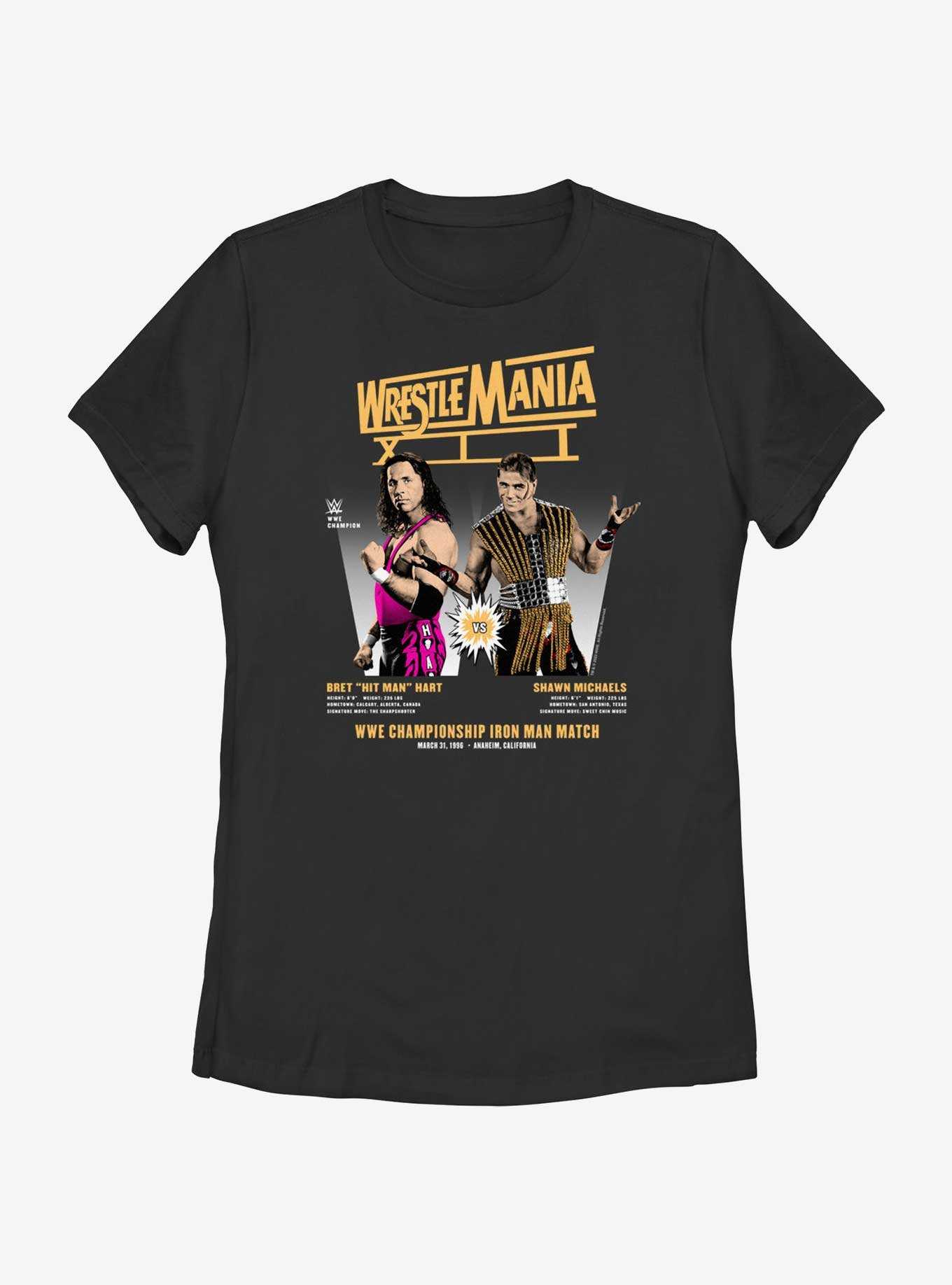 WWE WrestleMania XII Bret Hart Vs Shawn Michaels Womens T-Shirt, , hi-res