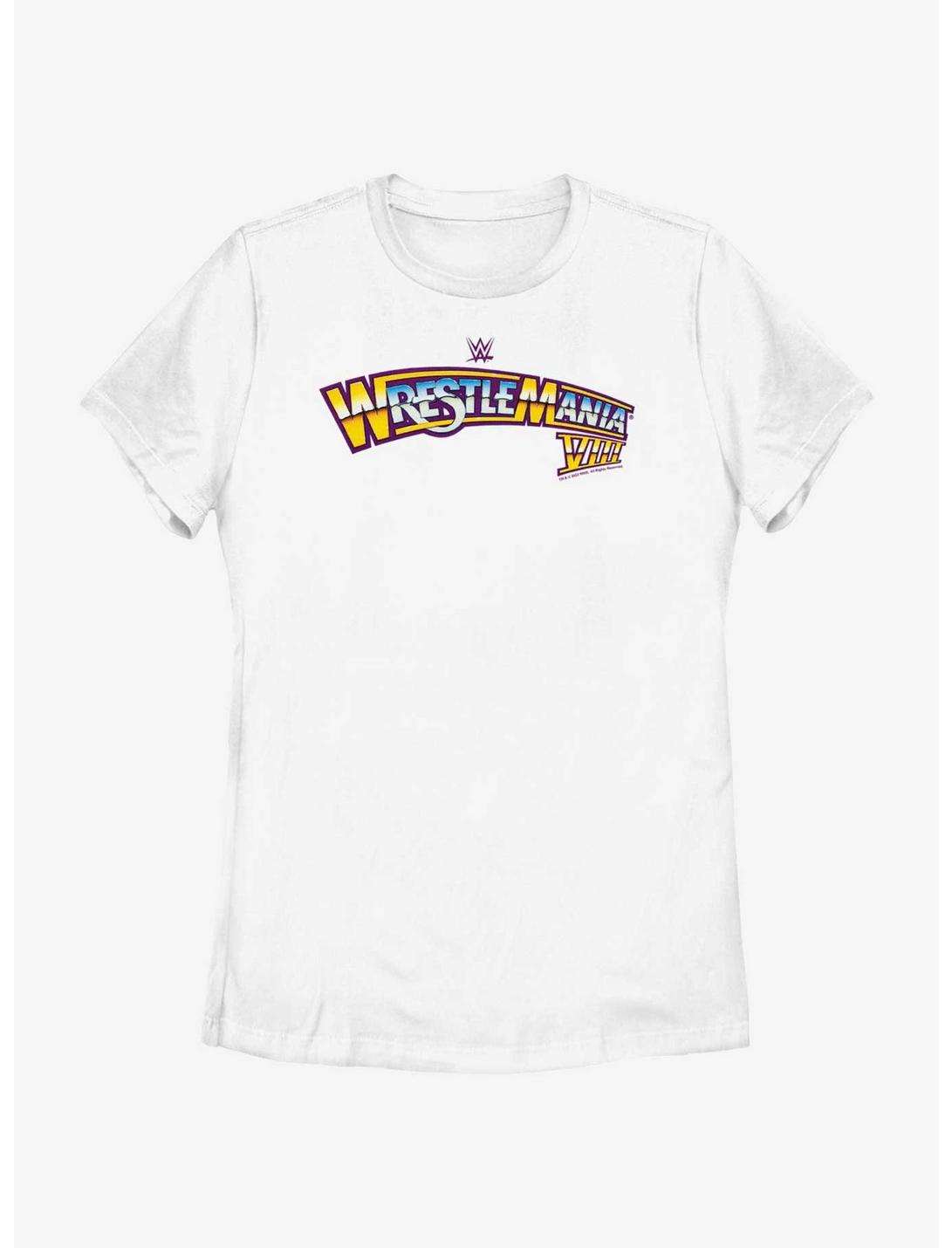 WWE WrestleMania VIII Logo Womens T-Shirt, WHITE, hi-res