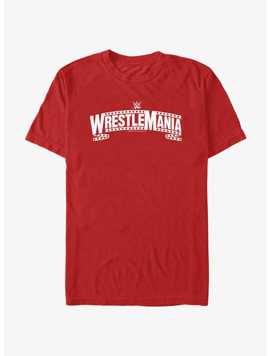 WWE WrestleMania 39 Filmstrip Logo T-Shirt, RED, hi-res