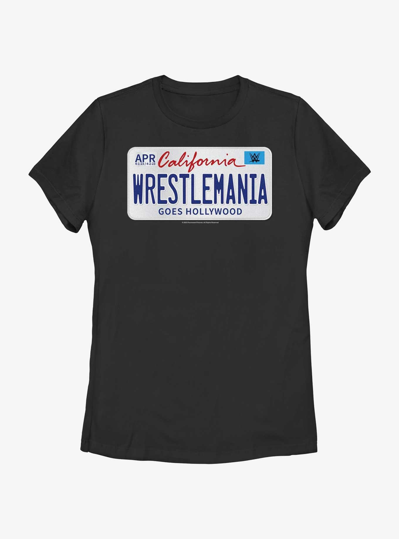 WWE WrestleMania 39 License Plate Logo Womens T-Shirt