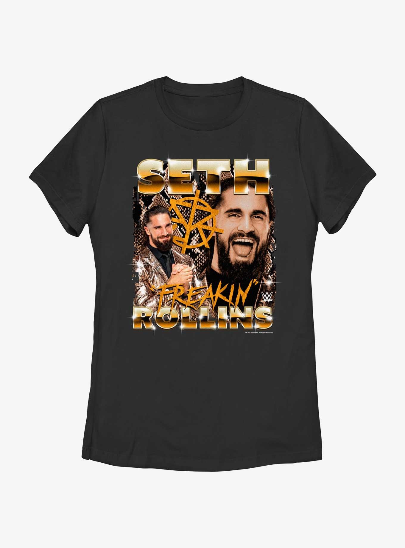 WWE Seth Freakin Rollins Collage Womens T-Shirt, BLACK, hi-res