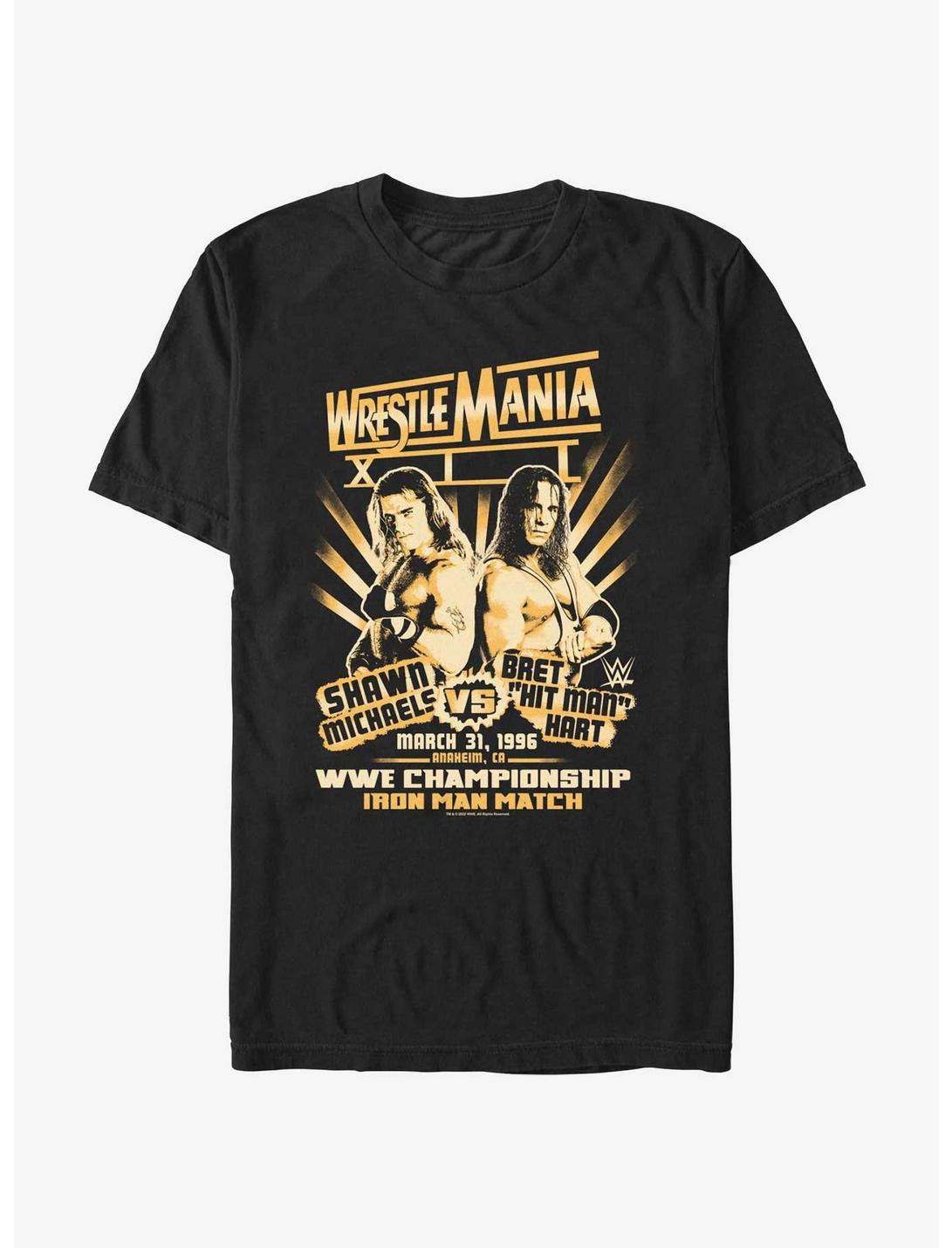 WWE WrestleMania XII Iron Man Match Bret Hart And Shawn Michaels T-Shirt, BLACK, hi-res