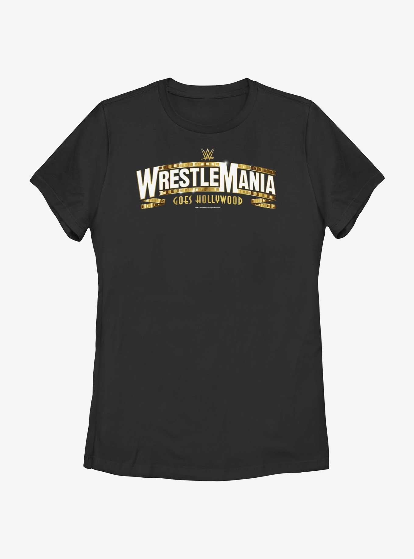 WWE WrestleMania Goes Hollywood 39 Logo Womens T-Shirt, BLACK, hi-res