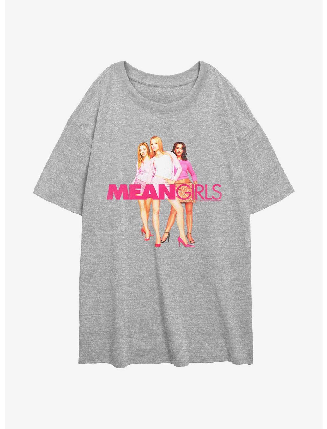 Mean Girls Group Shot Regina Karen and Gretchen Womens Oversized T-Shirt, ATH HTR, hi-res