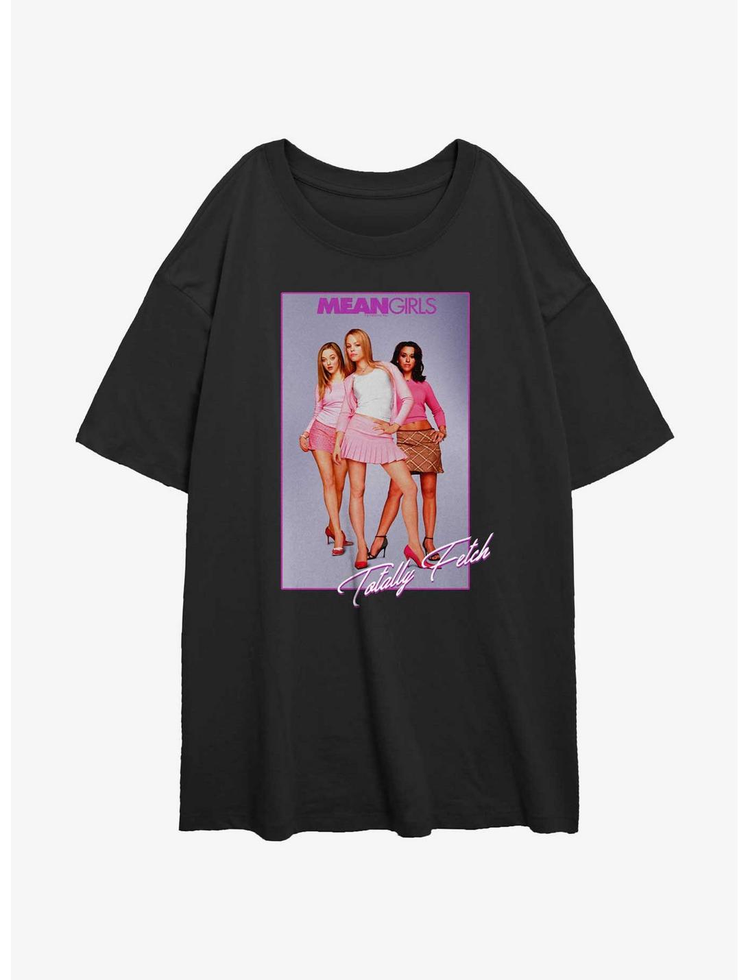 Mean Girls Totally Fetch Poster Womens Oversized T-Shirt, BLACK, hi-res