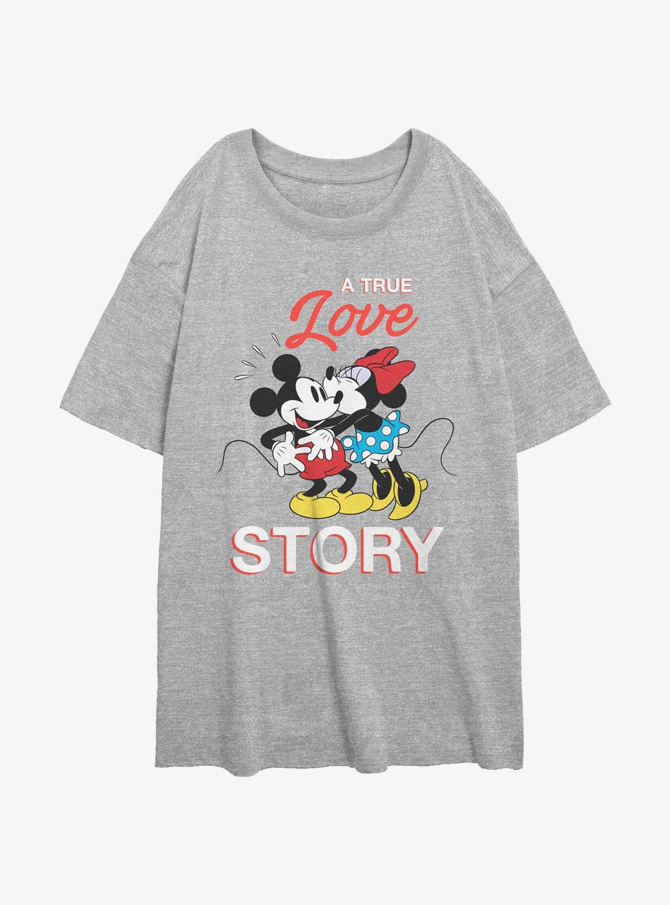 Disney Mickey Mouse True Love Story Womens Oversized T-Shirt