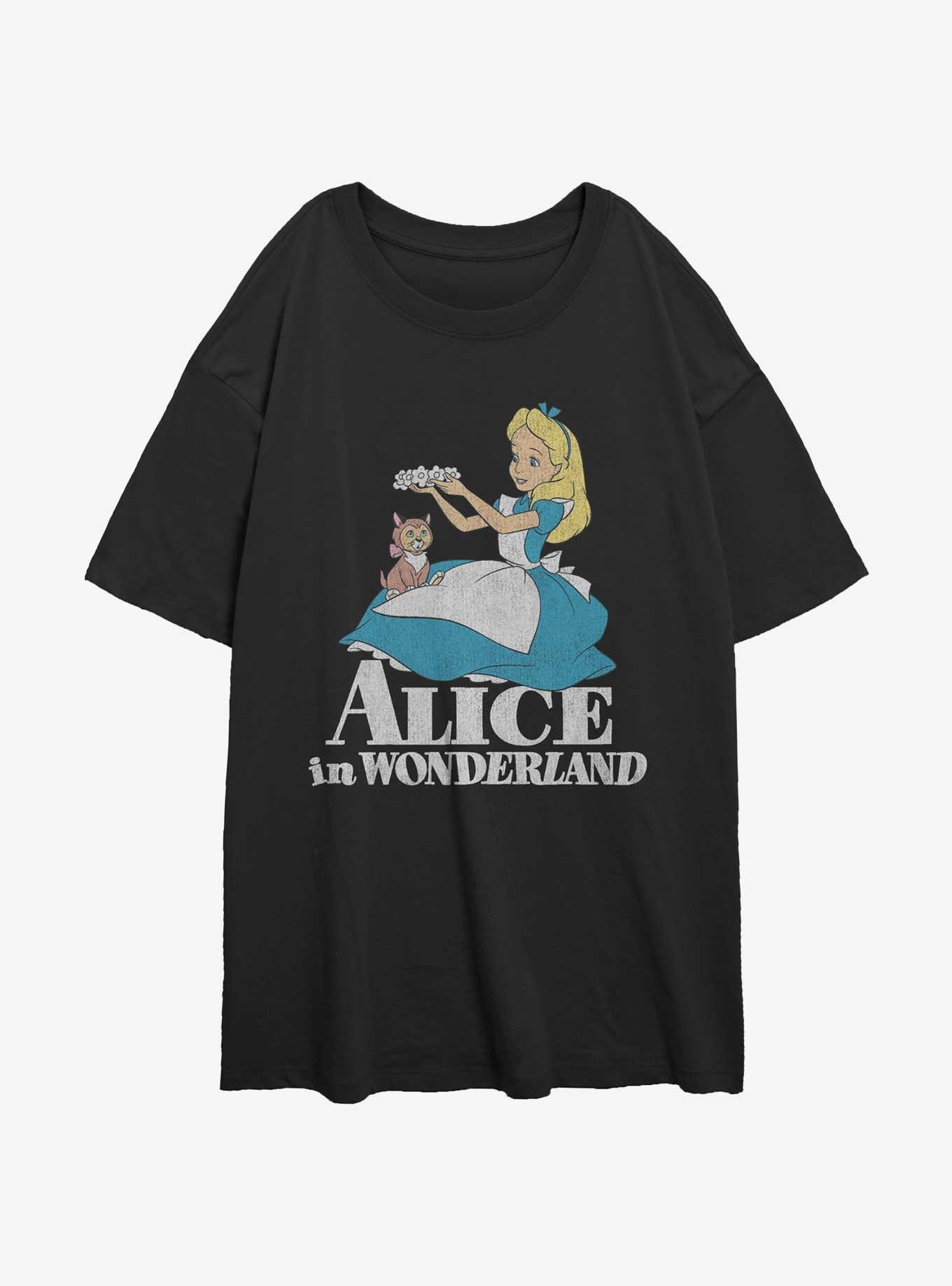 Disney Alice Wonderland And Dinah Womens Oversized T-Shirt