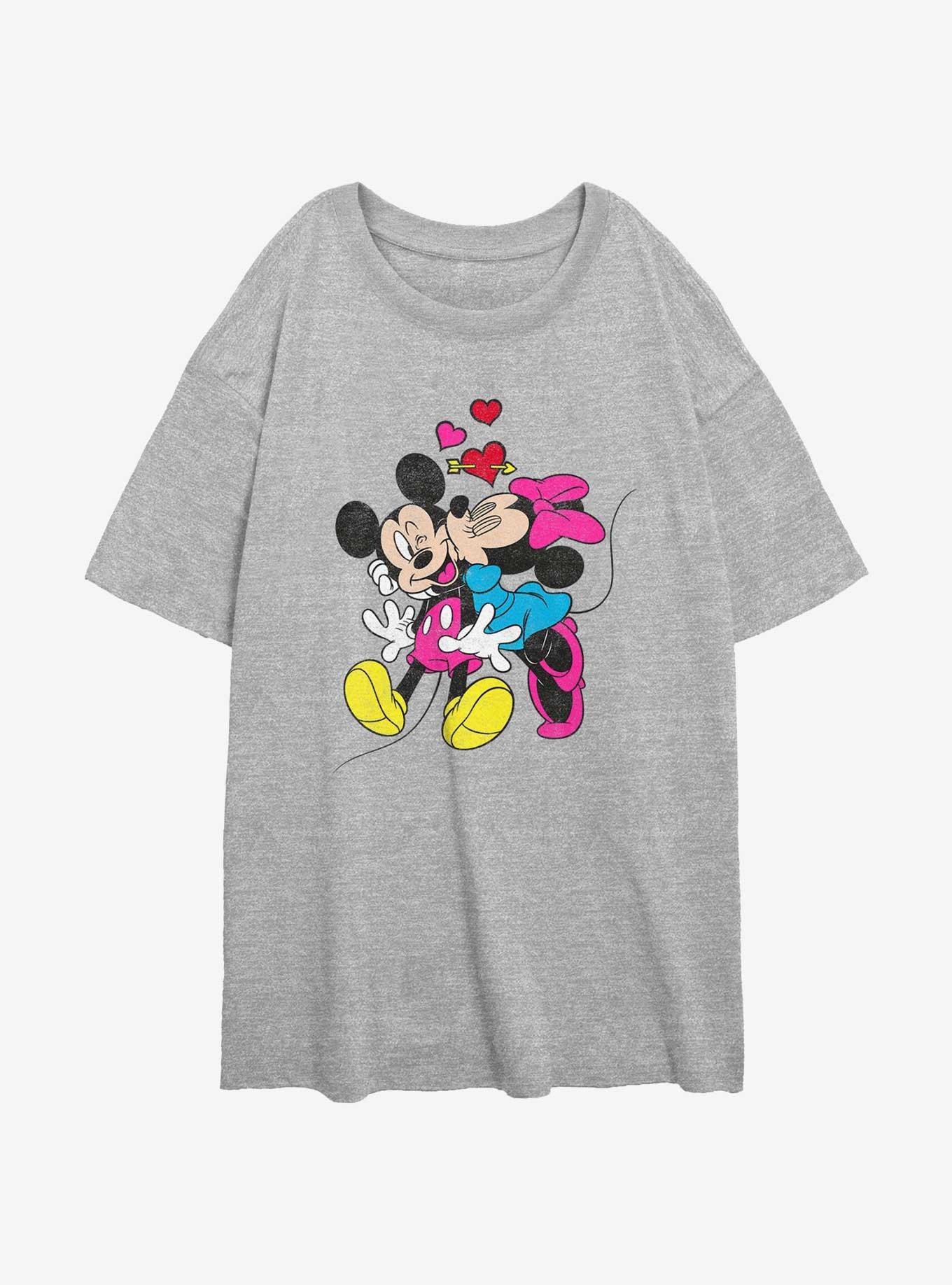 Disney Mickey Mouse Mickey Minnie Love Womens Oversized T-Shirt, ATH HTR, hi-res