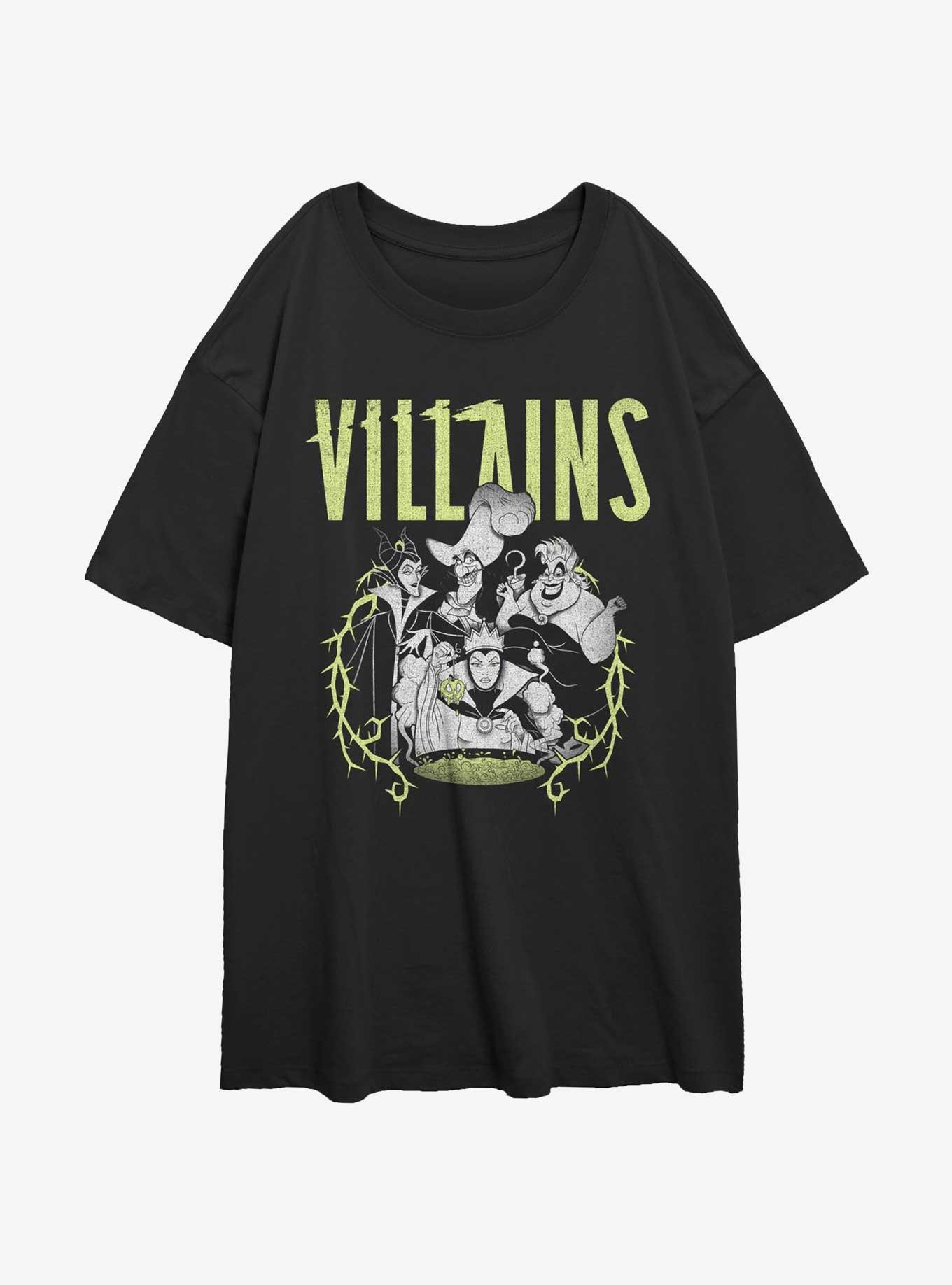 Disney Villains Thorny Lockup Womens Oversized T-Shirt, BLACK, hi-res