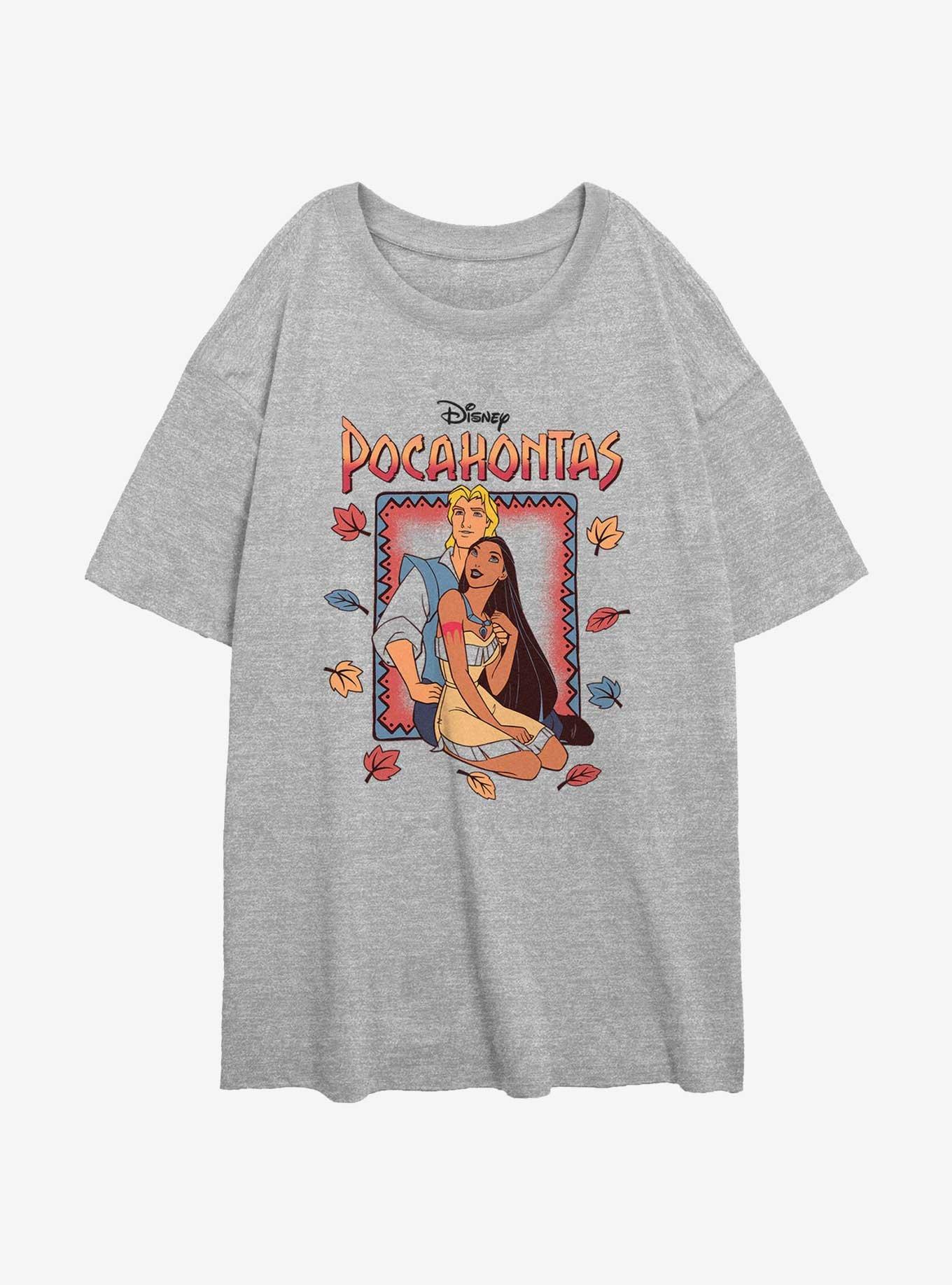 Disney Pocahontas John Smith and Portrait Womens Oversized T-Shirt