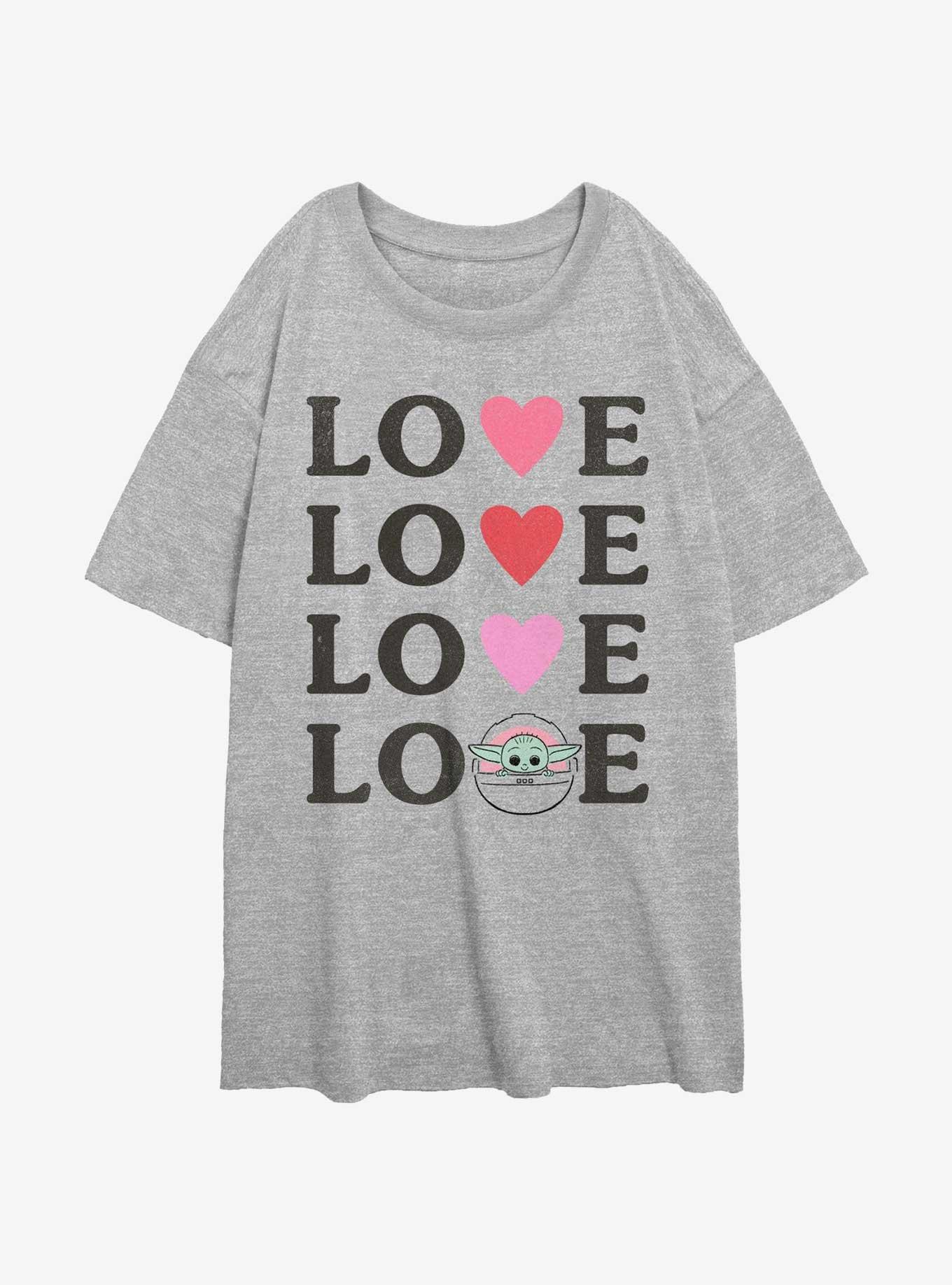 Star Wars The Mandalorian Grogu Love Womens Oversized T-Shirt