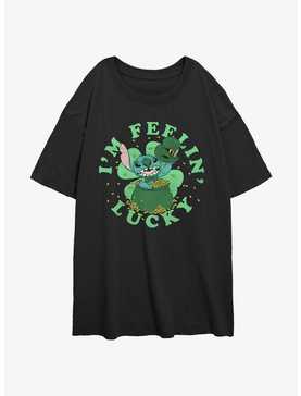 Disney Lilo & Stitch Leprechaun Stitch I'm Feelin Lucky Womens Oversized T-Shirt, , hi-res