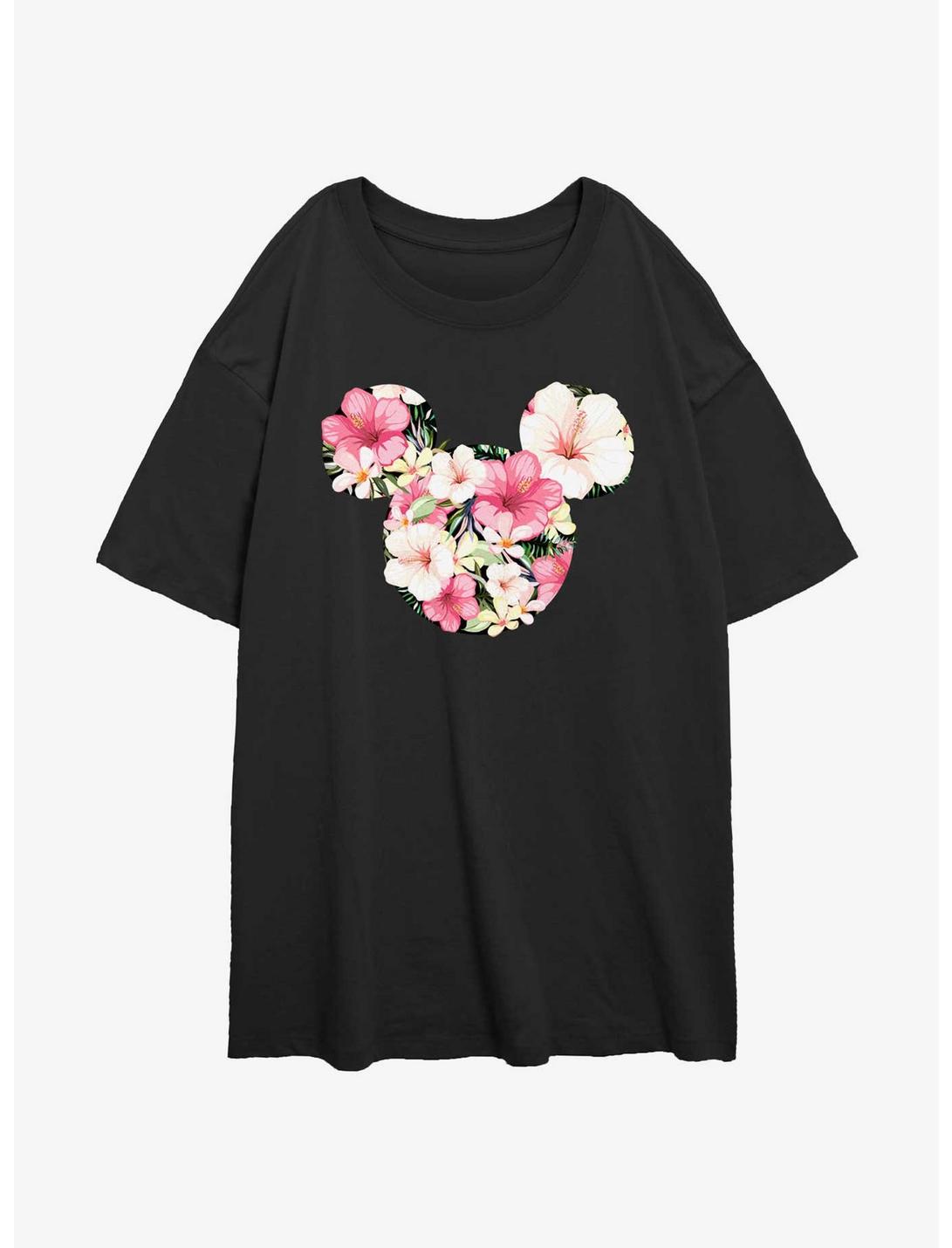 Disney Mickey Mouse Tropical Mouse Womens Oversized T-Shirt, BLACK, hi-res