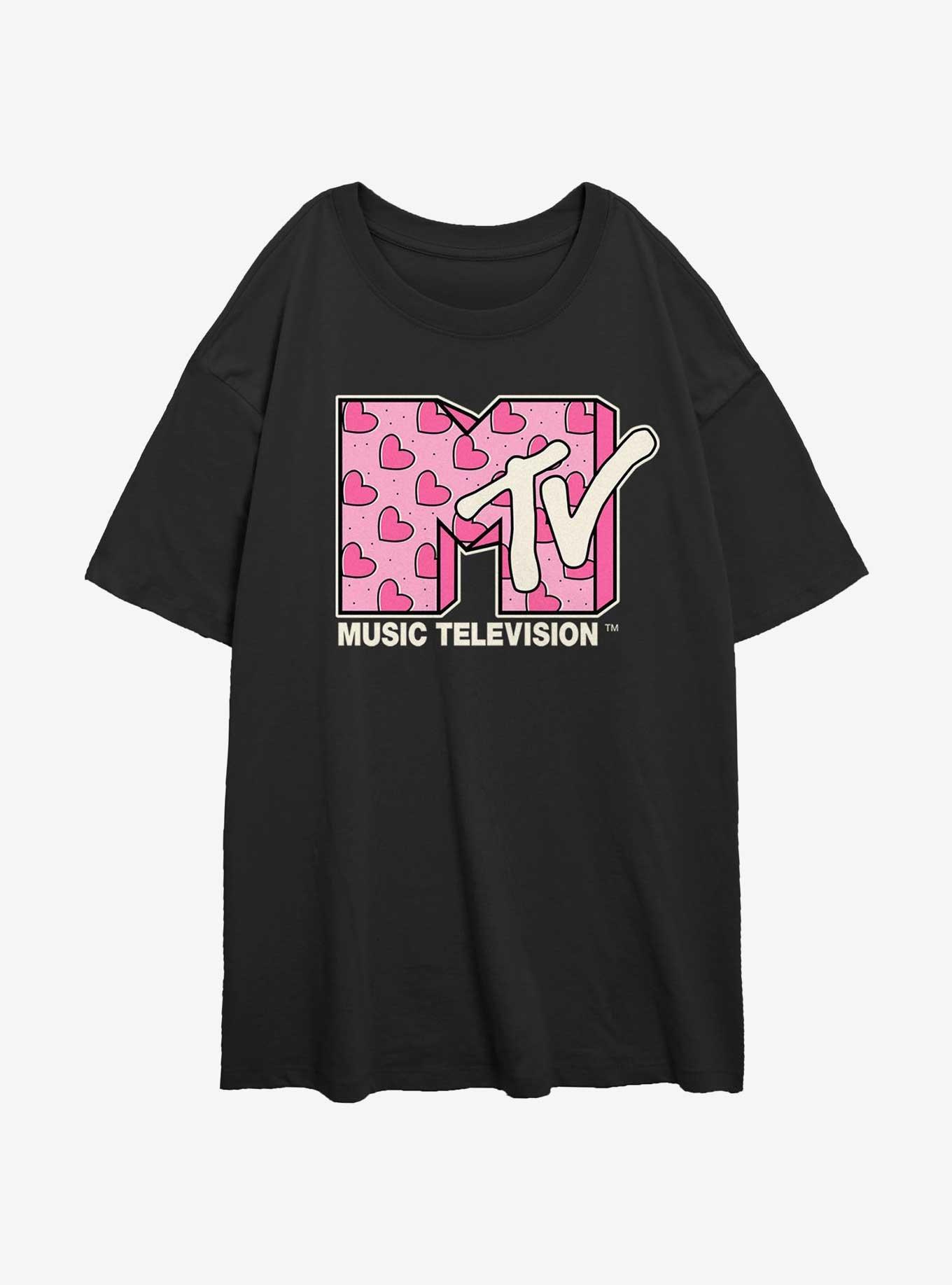 MTV Hearts Logo Womens Oversized T-Shirt, , hi-res