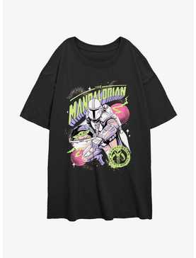 Star Wars The Mandalorian Neon Mando Womens Oversized T-Shirt, , hi-res