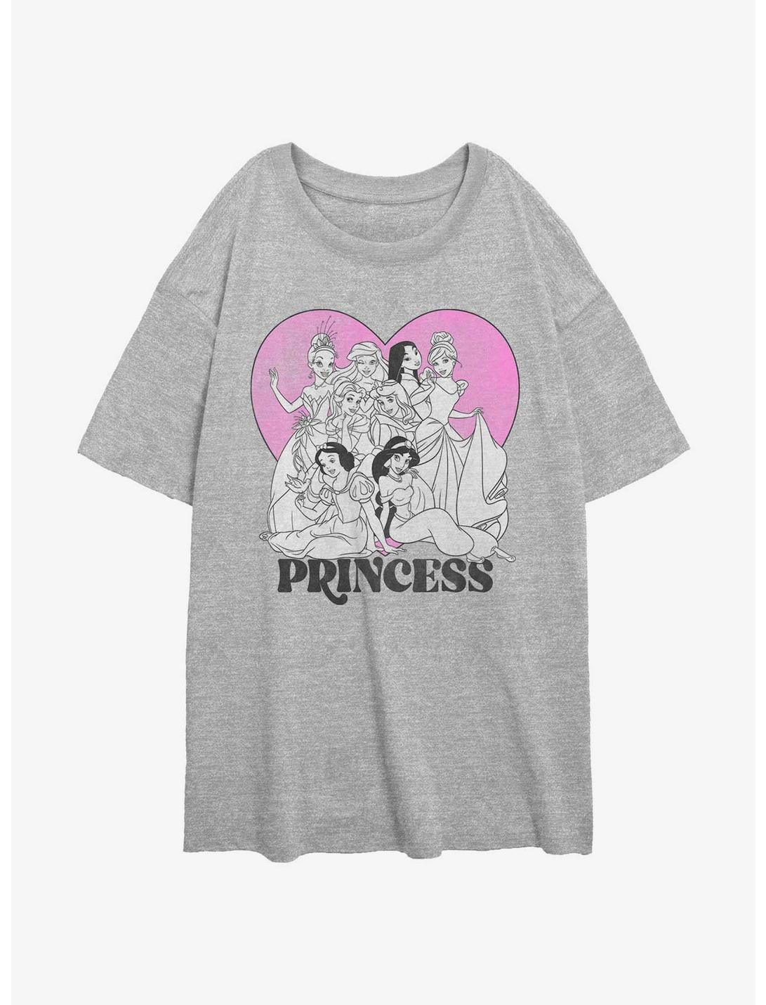 Disney Princesses Princess Heart Womens Oversized T-Shirt, ATH HTR, hi-res